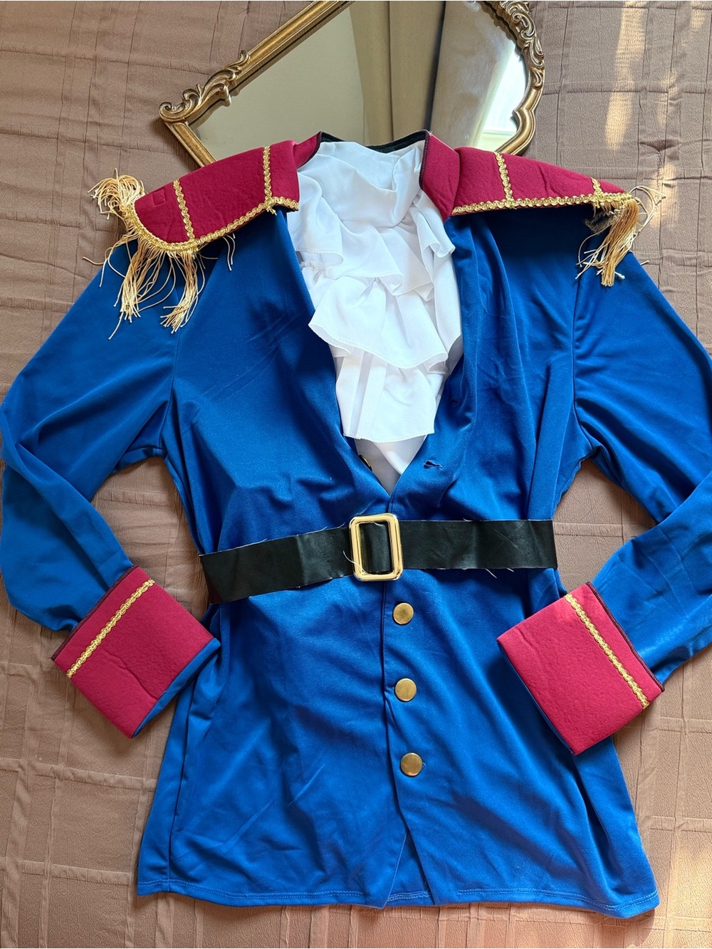 Men’s prince Jacket Costume with White Ruffle - Blue & Red